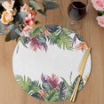 thumbnail image 3 of Palm Leaves Round 13 Inch Placemats Set of 4, Summer Botanical Tropical Plants HeatResistant Non Slip Place Mats for Dining Table, Wipeable Braided Kitchen Table Mats for Housewarming, 3 of 9