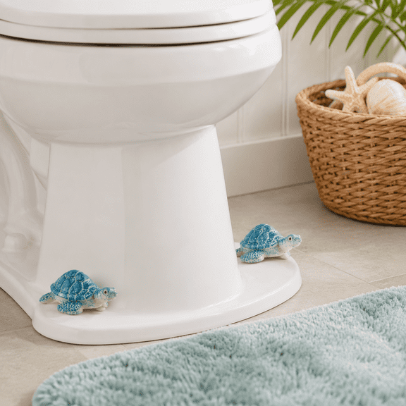 Sea Turtle Bathroom Decorative Covers, Ocean Beach Theme Toilet Bolt Covers 2 Pack, Cute Coastal Bathroom Accessories for Home Decor
