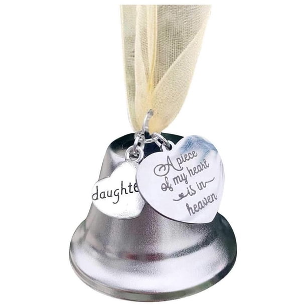 Bewildely Campana colgante conmemorativa de Navidad, enlace de ala de Ángel, campana de plata, una pieza de mi corazón está en el cielo, colgante de Kits de decoración para fiestas No.8 Bewildely HA045224-08