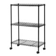 thumbnail image 3 of 3 Tier Adjustable Storage Shelf, Metal Kitchen Storage Rack Wire Shelving Unit with Wheel, Small Wire Shelf Organizer Rack Shelving Tower for Pantry Closet Kitchen Laundry, Black, 3 of 8