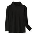thumbnail image 2 of NAISIBABY Toddler Girls Boys Long Sleeve Tops, Solid Color High Neck Comfy Casual Pullover Homewear Tees Black, 2 of 3