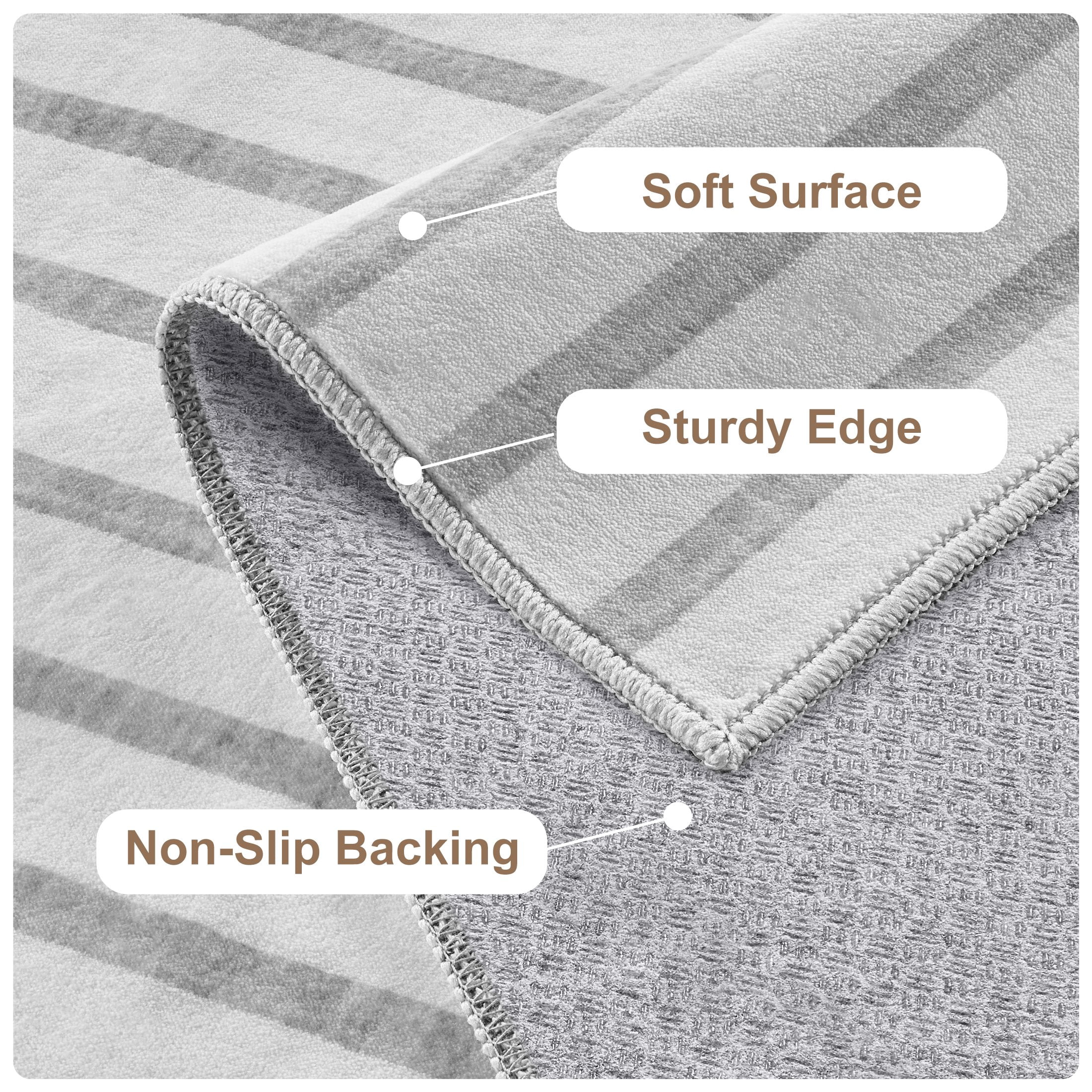 MICGEEK 9'x12' Washable Area Rug, Low-Profile Large Area Rug with Non-Slip Backing & Durable Edge Binding, Vintage Large Rugs for Living Room, Bedroom & Dinning Room,Light Gray