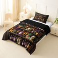 thumbnail image 2 of Homewish Goth Sugar Skull Twin Comforter Sets,Retro Bookshelf Bedding Set,Halloween Duvet,Black Reversible,2-Piece,1 Comforter and 1 Pillowcase, 2 of 7
