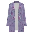 thumbnail image 4 of Women's Plus Size Lavender Floral Cardigan, Long Sleeve Open Front Tunic with Pockets, 4 of 8