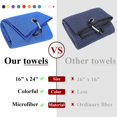 thumbnail image 4 of Vividly Paquete De 2 Toallas De Golf Triples, Tela De Microfibra Premium, Patrón De Gofre Con Mosquetón Negro Resistente, Toallas De Golf Azules Para Bolsas De Golf Para Hombres (Azul), 4 of 5