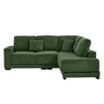 thumbnail image 2 of 93" Sectional Sofa, L Shaped Sofa Couch with Reversible Chaise Lounge, Upholstered Soft Corduroy Couch for Living Room, Apartment (Green), 2 of 11