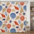 thumbnail image 6 of Starfish and Seashells Shower Curtain , Beach Coastal Nautical Coral Bathroom Fabric Waterproof Curtain ,72x72in, 6 of 6