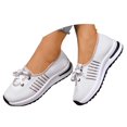 thumbnail image 3 of Women's Ballet Flats with Padded Collar for Ankle Comfort Women's Fly Weaving Middle Elderly Weaving Mesh One Footsteps Lightweight Non Comfortable Walking Breathable Shoes, 3 of 9