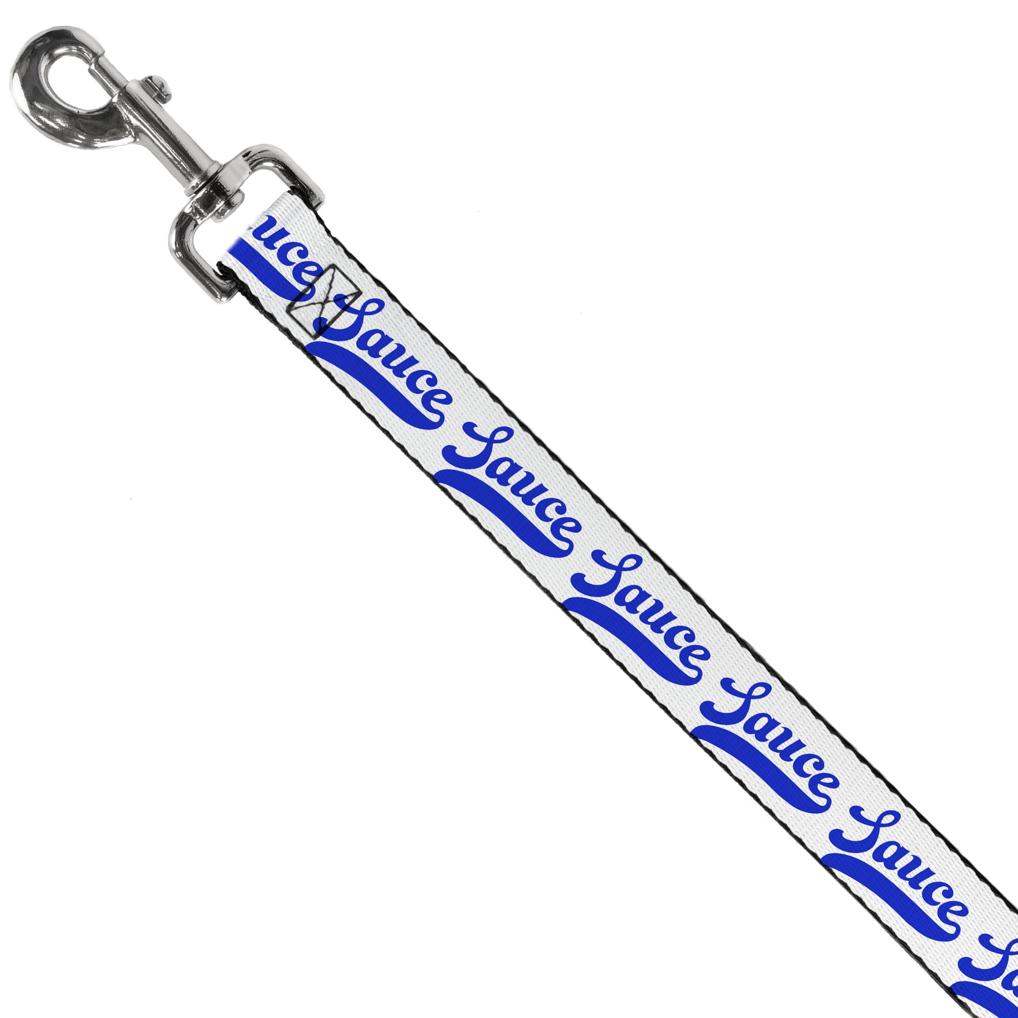 Buckle-Down Pet Leash, Dog Leash, Sauce Baseball Script White Blue, 6 Feet Long 1.0 Inch Wide