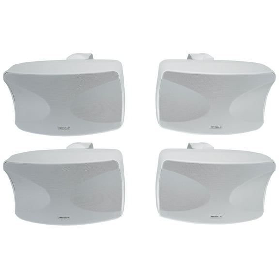 (4) Rockville WET-44 PRO Dual 4" 4-Way Swivel 70V Commercial Speakers in White
