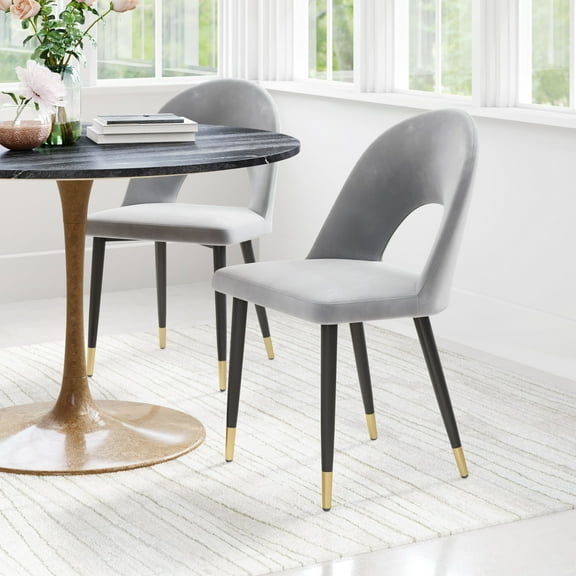Menlo Dining Chair Gray Dining Chair, Modern Style, Soft and smooth velvet fabric, Plywood, Indoor Dining