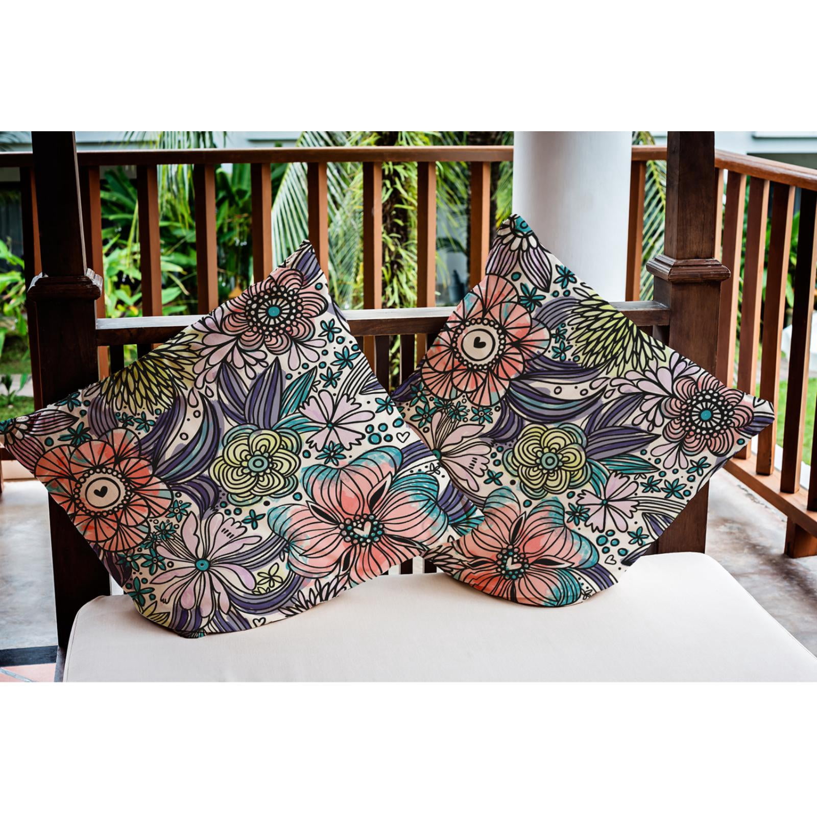 E by Design Flower Melange Indoor/Outdoor Throw Pillow