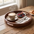 thumbnail image 4 of Walnut Wooden Tray, Rustic Vintage Decorative Tray, Fast Food Style Serving Trays for Eating On Lap, Side Plates for Tea Coffee Breakfast, 4 of 8