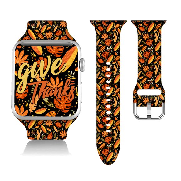 Compatible Con Apple Watch De Hojas Otoñales Florales De 38/40/41/42/44/45 Mm Para Mujeres Y Hombres, Silicona Suave, Regalos De Acción De Gracias, Decoraciones, Pulsera De Repuesto Para Iwatch Series