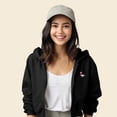 thumbnail image 4 of Dalix Flamingo Embroidered Fleece Cropped Zip Hoodie Cold Fall Winter Womens in Black L Large, 4 of 5