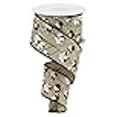 thumbnail image 3 of Craig Bachman 2.5" Cotton Pod Ribbon: Natural Beige & White (10 Yards) Craft Floral Arrangement Gift Wrapping Wired Edge Ribbon, 3 of 4