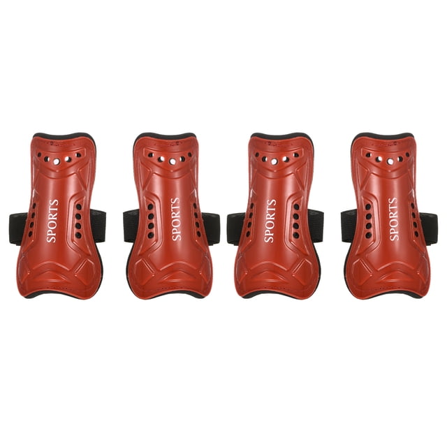 Unique Bargains Soccer Shin Pads, 4 Pack Breathable PVC Sport Guard for Youth, Red