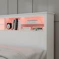 thumbnail image 4 of OXYLIFE Wood Full Queen Bookcase Headboard with Storage Shelf, Remote Control, 16 Colors Dimmable LED, White, 4 of 8