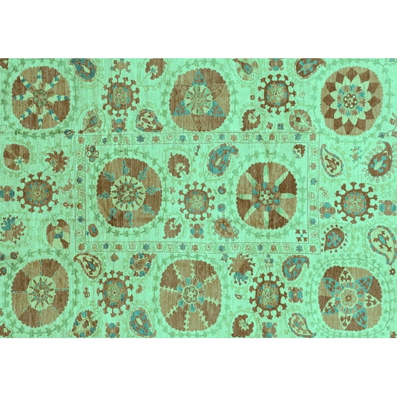 Ahgly Company Machine Washable Indoor Rectangle Abstract Turquoise Blue Modern Area Rugs, 2' x 4'