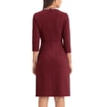 thumbnail image 3 of INSPIRE CHIC Women's A-Line Dress Contrast Color Wear-to-Work Tweed Trim Dresses M Dark Red, 3 of 6