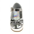 thumbnail image 4 of Mary Jane Dress Shoe Pumps for Girls, Low Heel Hook Loop Buckle, Silver (Size 7 Toddler), 4 of 7