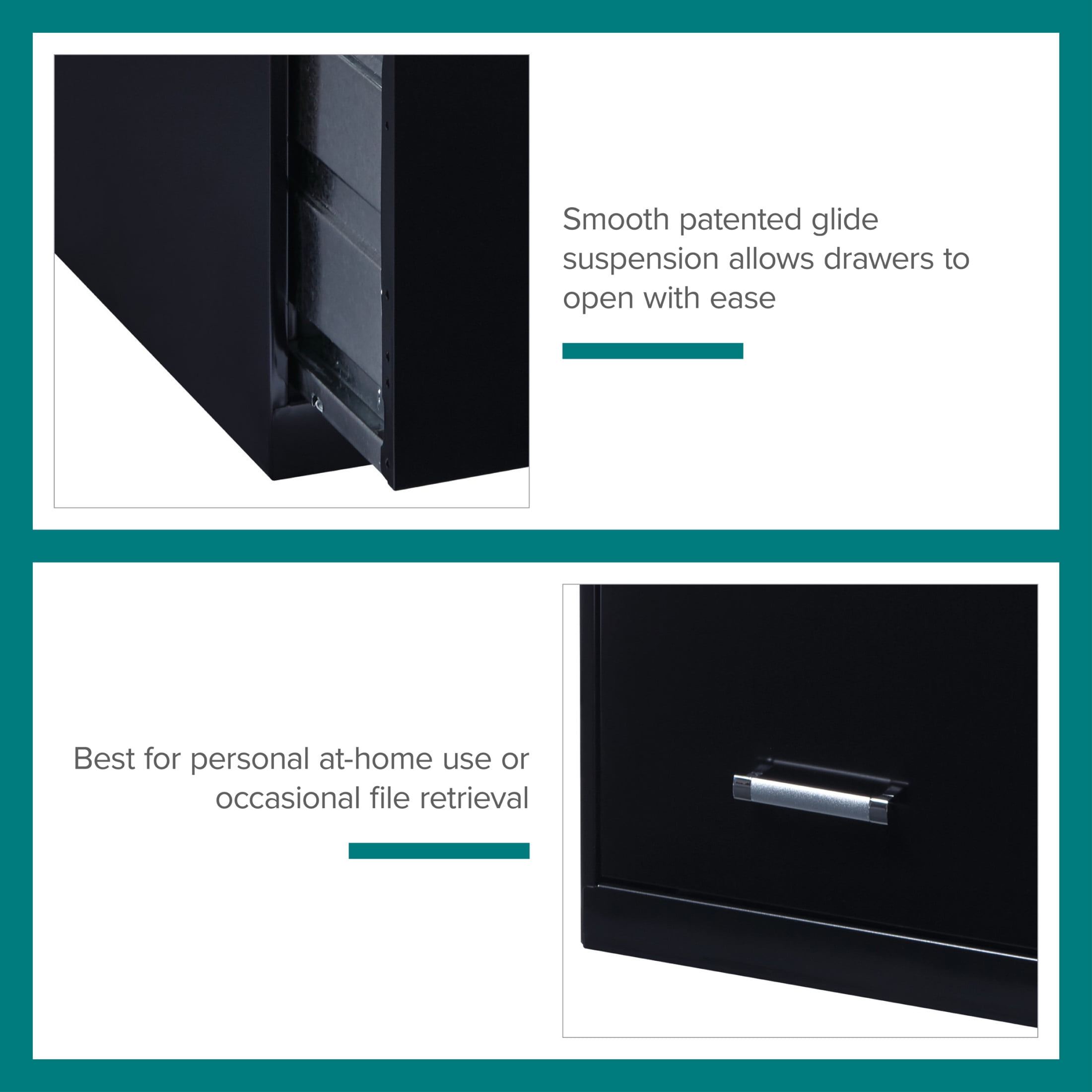 Space Solutions 18" Deep 4 Drawer Smart Letter Width Vertical File Cabinet, Black