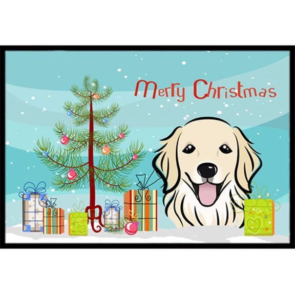 Christmas Tree and Golden Retriever Door Mat