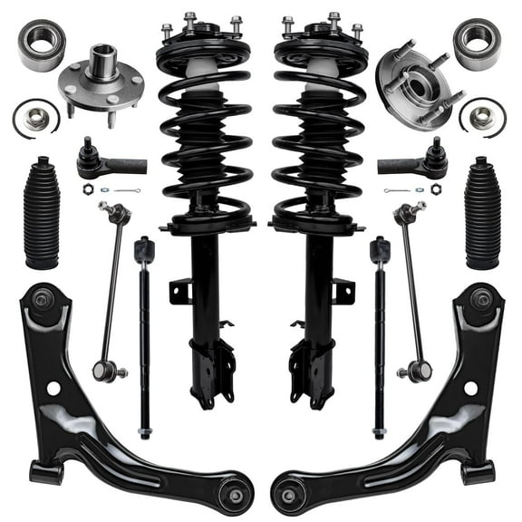 Detroit Axle - Front End 14pc Suspension Kit for 2005-2009 Escape Mariner Mazda Tribute 2 Lower Control Arms w/Ball Joints 2 Struts 2 Wheel Bearing Hubs Replacement 2 Sway Bars 4 Tie Rods 2 Boot