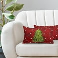 thumbnail image 5 of Red Christmas Lumbar Pillow Covers 12X20 In Set of 2 Green Xmas Watercolor Tree Rectangular Pillow Cases Winter Holiday Pillowcase Cotton Linen Cushion Case Rustic Home Decor For Couch Porch Outdoor, 5 of 6