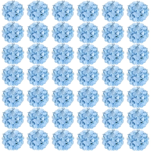64pcs Silk Hydrangea Artificial Flowers, Artificial Hydrangea Flowers with Stems, Full Hydrangea Flowers for Wedding Centerpieces, Home, Garden, Party Decoration (Blue)