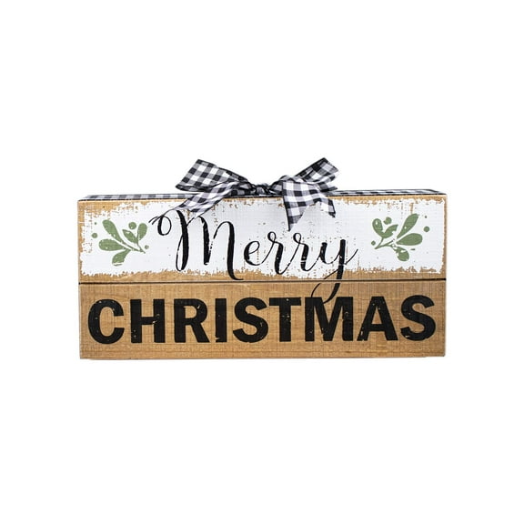 COLLECTIVE HOME Wooden Box Sign Merry Christmas Rustic Farmhouse Decor
