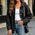thumbnail image 5 of Cmtiyu Denim Jacket for Women, Long Sleeve Drawstring Button Hooded Denim Jackets, Oversized Casual Outerwear Jean Jacket Coat with Pockets, S-2XL, 5 of 9