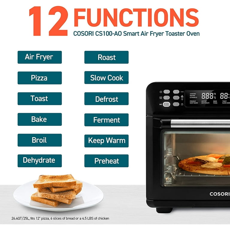 Air Fryer Toaster Oven Combo 12 Functions Christmas Gift, 30L Manual-Silver