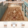 thumbnail image 2 of Fnova 3'x5' Boho Western Washable Rug, Low-Pile Aztec Non-Slip Area Rug Dining Carpet, Oeko-Tex Certified, Brown, 2 of 14