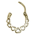 thumbnail image 3 of Hinged Clicker Nose Septum IP Gold Heart Design Surgical Steel 16g, 3 of 7