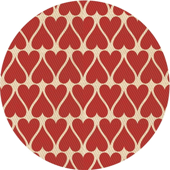 Ahgly Company Indoor Round Patterned Red Area Rugs, 5' Round