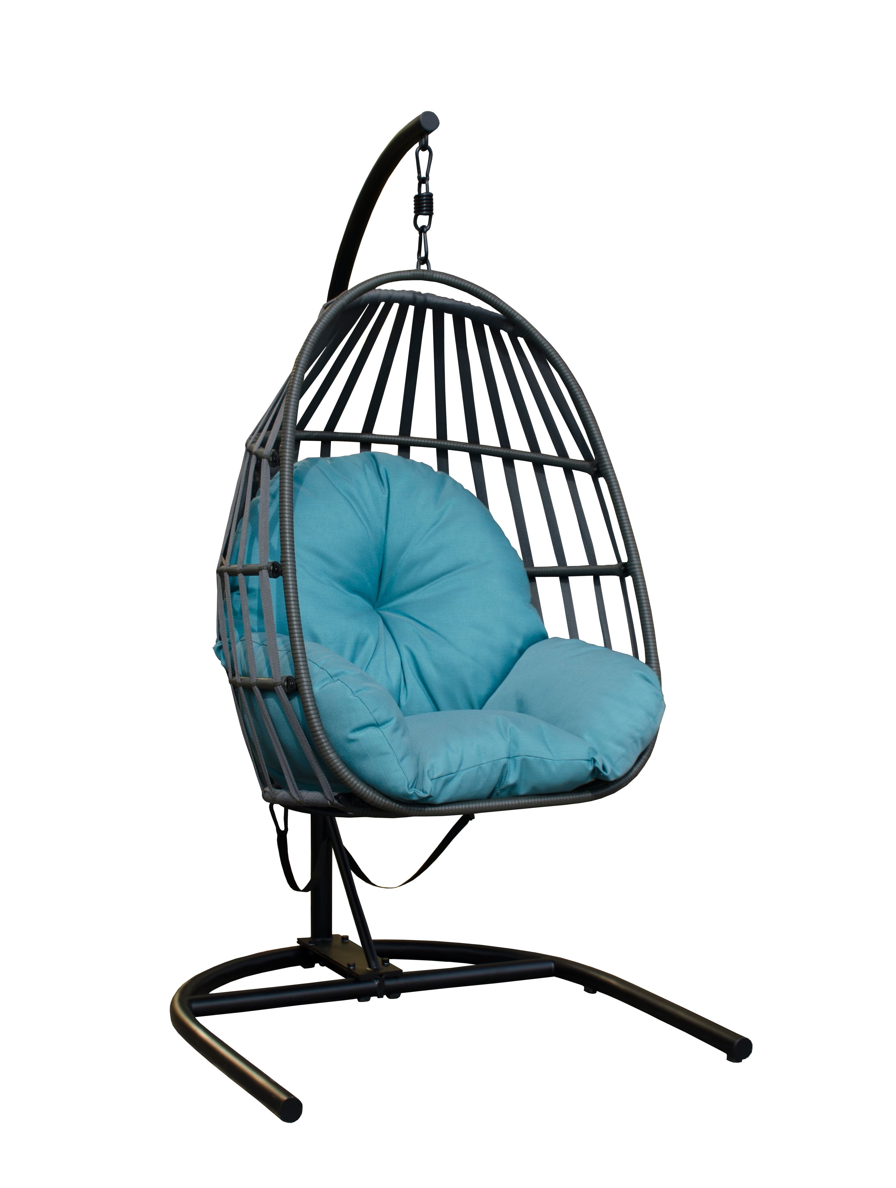 Outdoor/Indoor Wicker Hanging Collapsible Egg Chair with Olefin Cushion