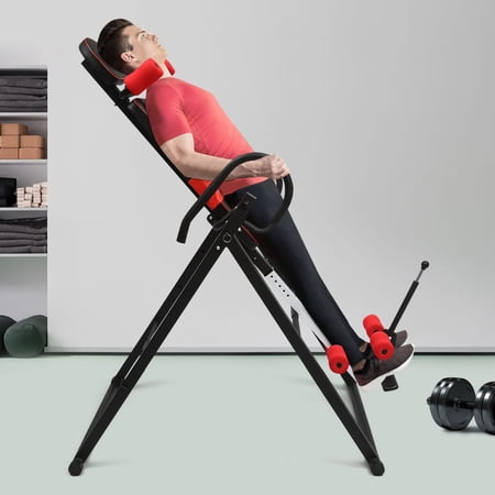 1 PCS Black&Red Inversion Table, Extended Ankle Lock Handle, Back Pain Relief Kit, Load Capacity: 150kg/330.7lbs