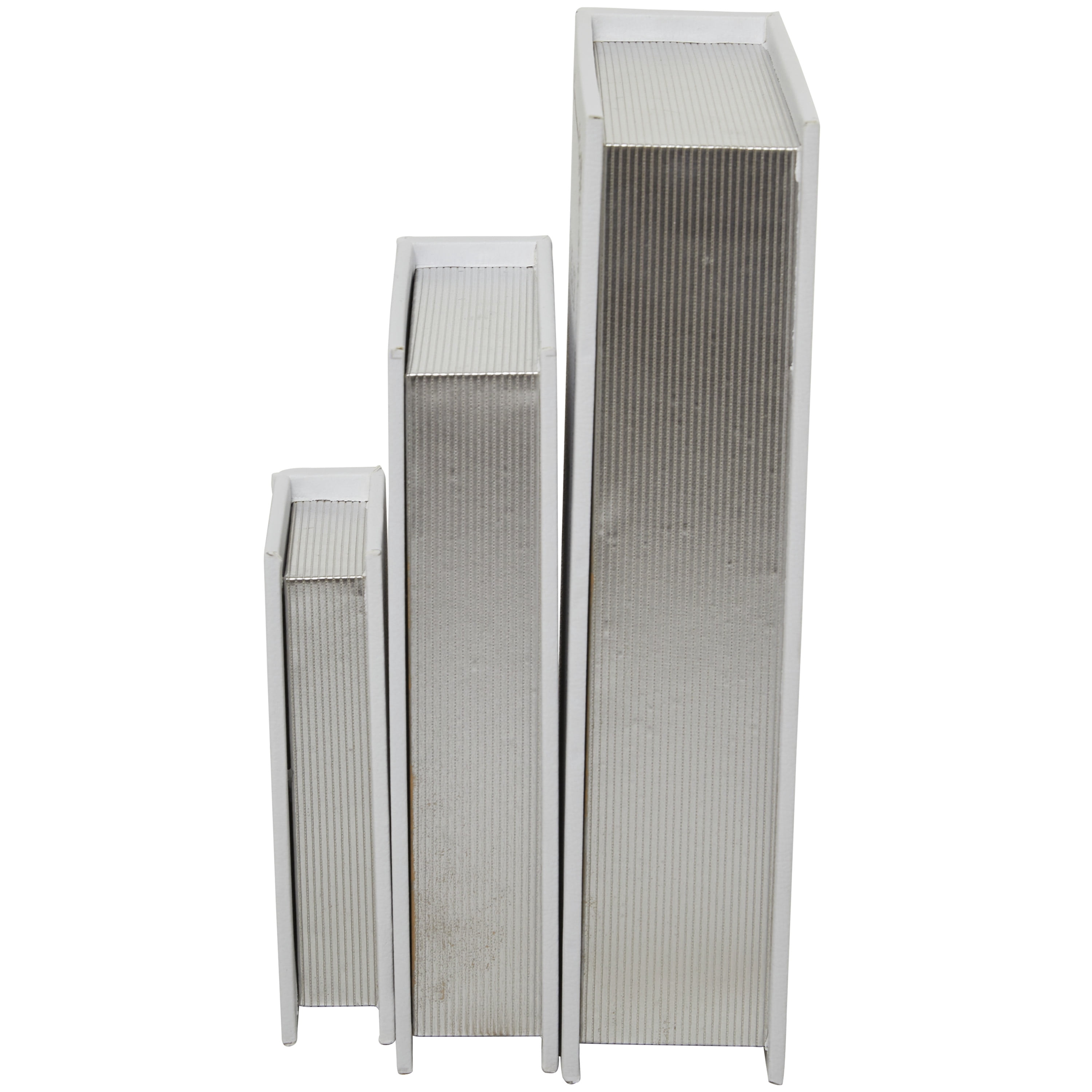 DecMode Faux Book Light Gray Faux Leather Decorative Box, 3 Count