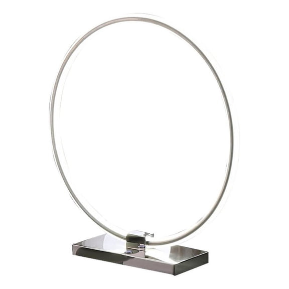 Benjara Sine 21" Table Lamp- Modern Circle Ring LED- Sleek Silver Metal Base