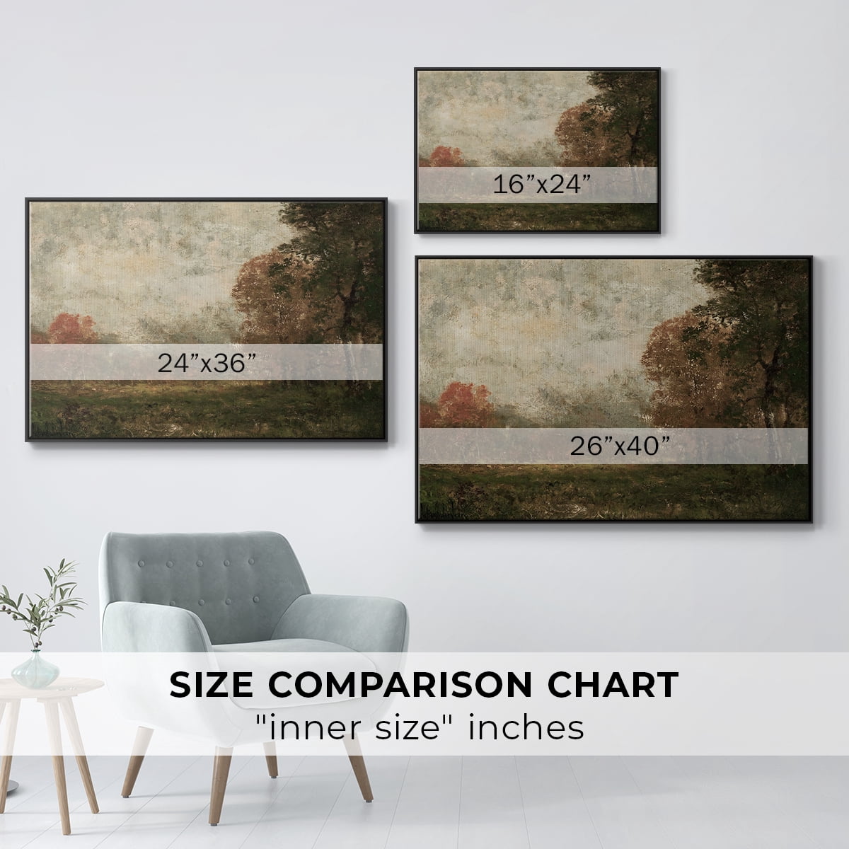 Vintage Landscape-CCCXXXIII By Wexford Home Framed in Black Wood Gallery Wrapped Canvas 27 in. x 41 in.