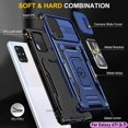 thumbnail image 3 of Heavy Duty Case for Samsung Galaxy A71(5G), Military Grade Dual Layer Hybrid Cushioning Rubber Bumper Protector with Slide Camera Protector, Built-in 360 Degree Swivel Stand -Blue, 3 of 15