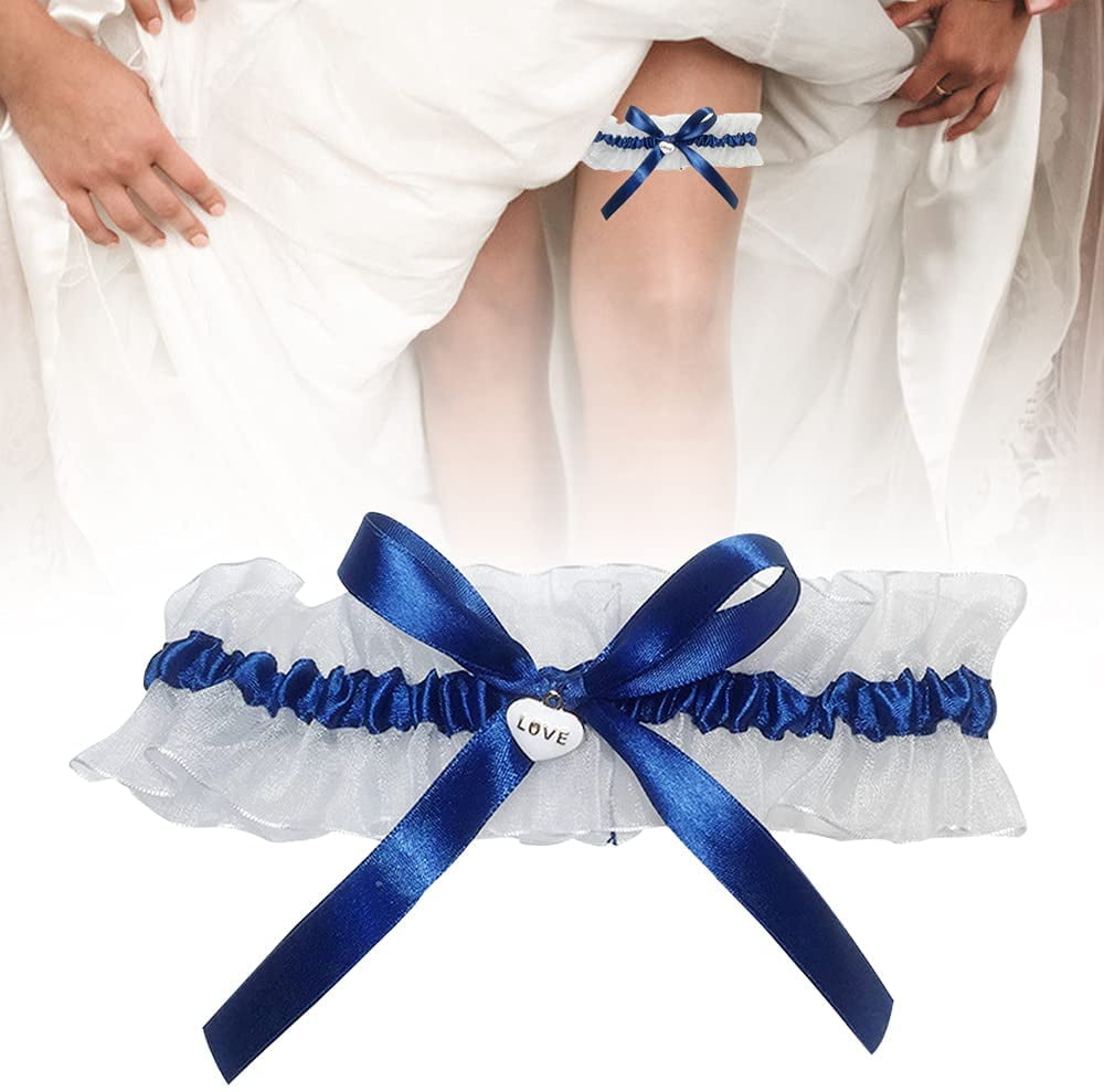 Plus Size White  garter,wedding blue bow On Back prom pink  Ribbon & Hart 