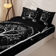 thumbnail image 3 of Erosebridal Tree Of Life Zipper Queen Comforter Set with Fitted Sheet and 2 Pillowcases,Bohemian Moon Sun Zipper Bedding Set For Girls,Black Reversible,4-Piece, 3 of 7