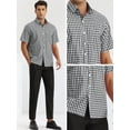 thumbnail image 5 of Unique Bargains Men's Checked Shirts Short Sleeves Button Formal Plaid Dress Shirt S Black, 5 of 6