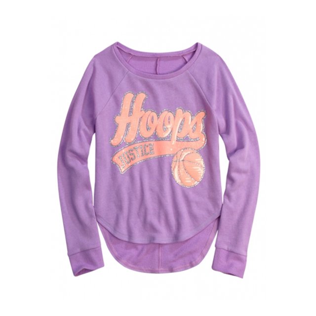 Sudadera deportiva con lentejuelas de Justice Girls, Púrpura, 12 Justice Camisa de entrenamiento