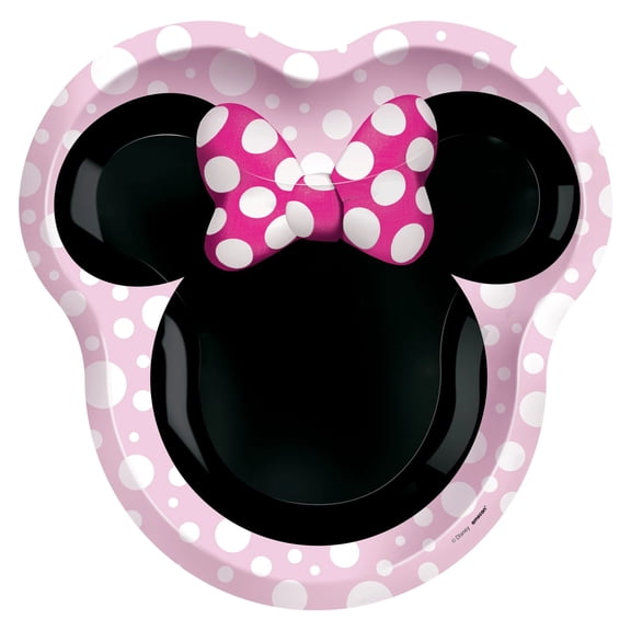 Amscan Minnie Mouse Shaped Paper Plates – 9 Inch, 24 Count