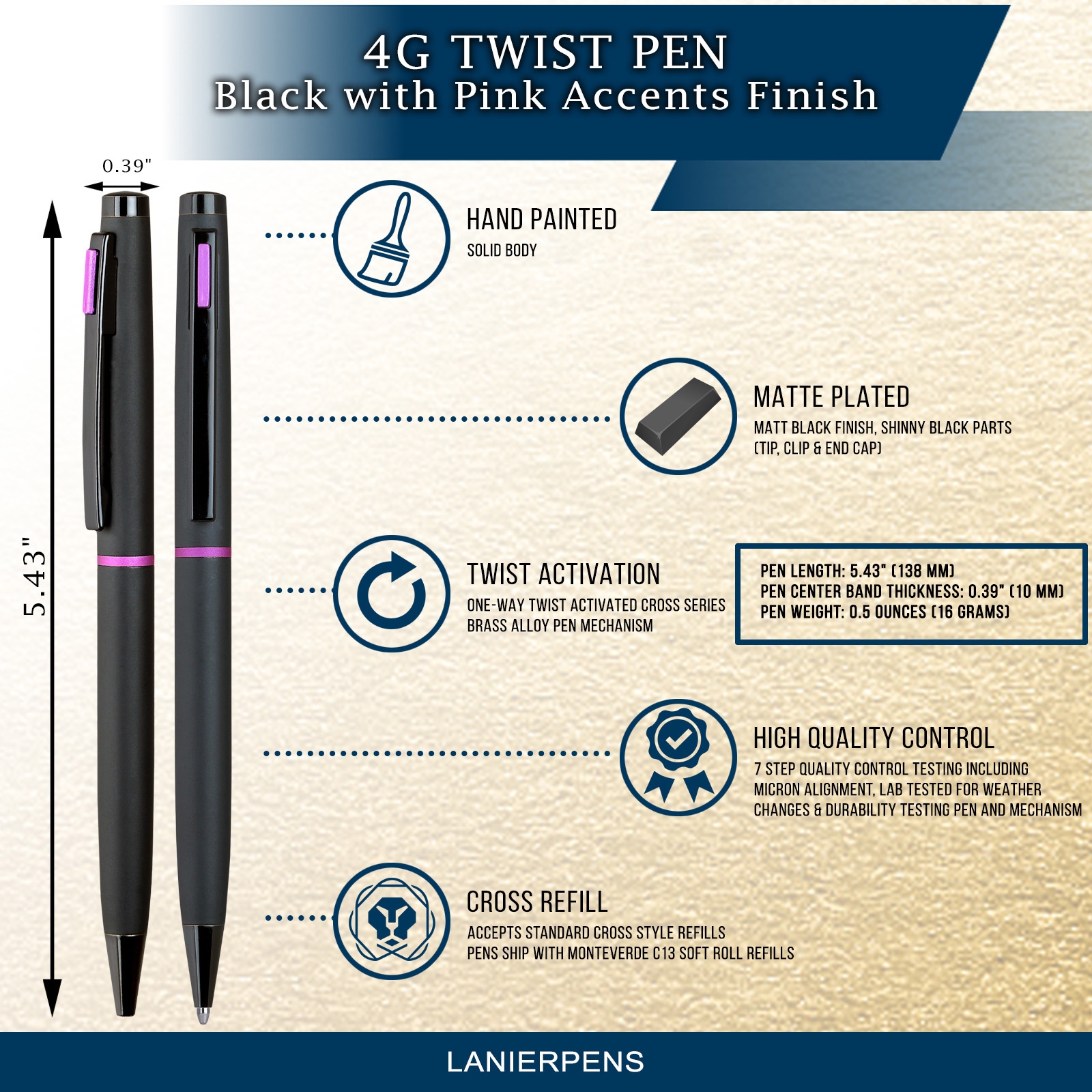 3 TERZETTI EXEC BLUE CAPPED BALLPOINT PEN-USE PARKER STYLE REFILL Pens .co