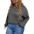 thumbnail image 1 of Camiseta de manga larga para mujer Sudadera con hombros caídos Tallas grandes Casual Tops Romacci Camiseta mujer, 1 of 7