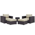thumbnail image 1 of Modway Convene Wicker Rattan 5-Piece Outdoor Patio Furniture Set in Espresso Beige, 1 of 6